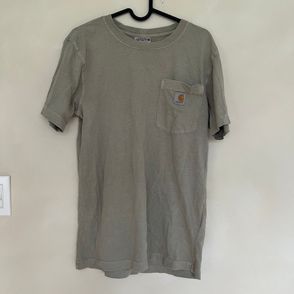 Carhartt Relaxed Fit Short Sleeve Pocket T Shirt Mens Size S Khaki Green - Picture 6 of 6